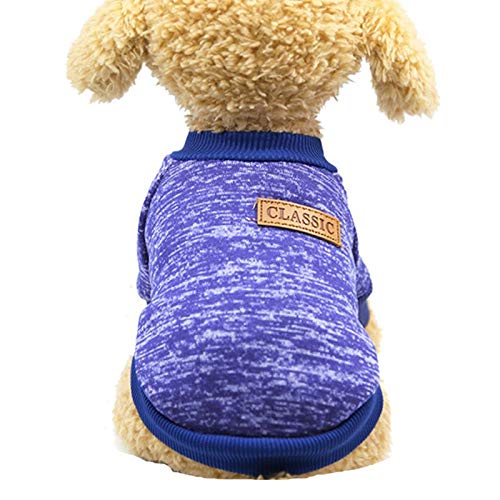 Warmer Teddypullover Welpenkleidung Katzenwollkampf Zweibeiniger Hund Haustier Haustierkleidung Strickpullover Für Hunde (Blue, S) von Sundaylike life