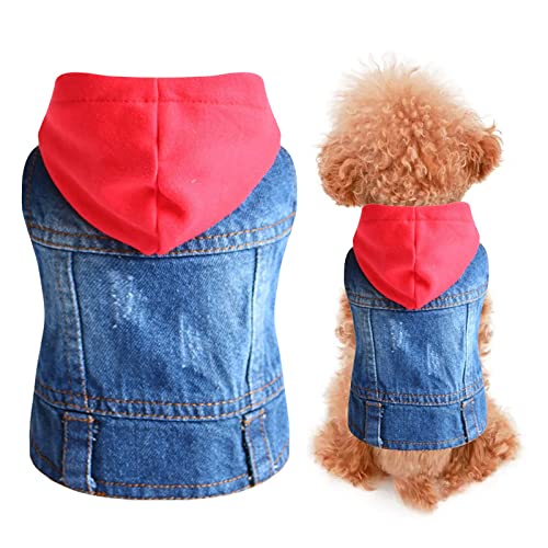 Haustier Denim Jacke Hundekleidung Hunde Nette Hoodies Kleidung Denim Weste Nette Plaid Hut Kleiner Hund Katzen Kostüm Outfit Yorkshire Pomeranian Pudel Schnauzer Kleidung Kleidungsstück (XL, C) von Sundaylikelife