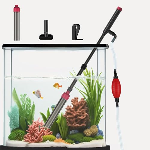 Suness Aquarium Kiesreiniger,Aquarium Wasserwechsel Fischtank Kiesreiniger 3 in 1 Siphon Staubsauger Kit für schnelle Wasserwechsel Reinigungssand von Suness