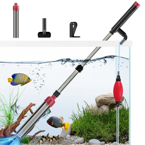 Suness Aquarium Staubsauger Kiesreiniger:110GPH Manueller Aquarium Siphon Staubsauger für Wasserwechsel, Sandreinigung und Entfernen von Schmutz, 4 in 1 Fish Tank Cleaner Staubsauger von Suness