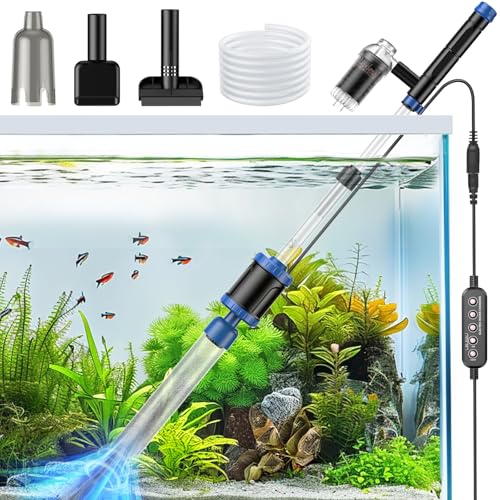 Suness Mulmsauger Aquarium Elektrisch, 36W Smart Aquarium Sauger mit Timerfunktion, Einstellbare Leistung, Aquarium Zubehoer, Aquarium Reinigungsset für Wasserwechsel, Kies und Bodengrund Reinigen von Suness