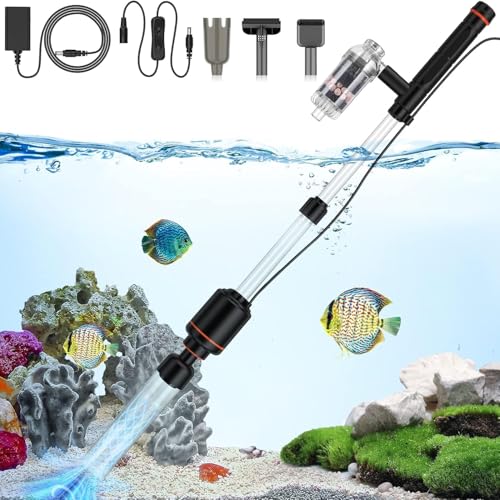 Suness Mulmsauger Aquarium Elektrisch: 6 in 1 Automatisch Aquarium Reinigungsset Aquarium Sauger für Wasserwechsel Sandreiniger Wasserfilterung und Wasserumwälzung, 18W von Suness