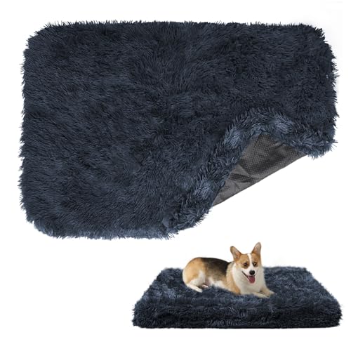 Sunheir Beruhigender Hundebett-Bezug – flauschiger Plüsch, waschbar, wasserdicht, Haustierbett-Bezug mit Reißverschluss, 81,3 x 50,8 x 8,9 cm, Schwarz von Sunheir