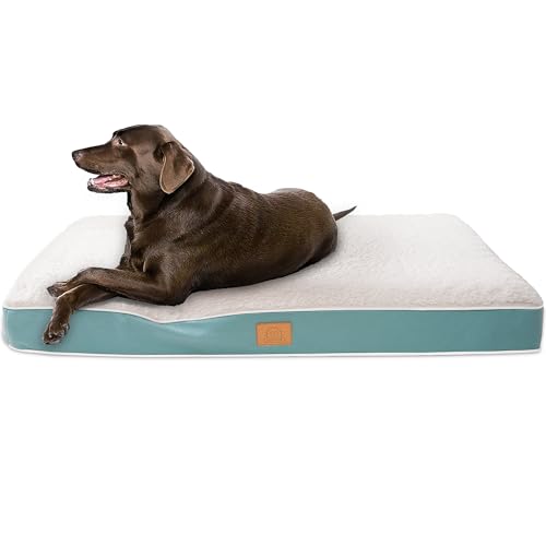 Extra großes orthopädisches Hundebett für große Hunde – XXL wasserdichtes Hundebett mit abnehmbarem, waschbarem Bezug und rutschfester Unterseite, Hundebett, Deluxe-Plüsch-Haustierbett-Matte (blau) von Sunheir