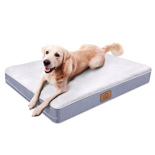 Orthopädisches Hundebett für große Hunde und extra große Hunde, XL-Hundebett mit abnehmbarem, wasserdichtem Bezug und maschinenwaschbarem Hundebett, Haustierbett-Matte, Eierkisten-Schaumstoff, L-Plus von Sunheir