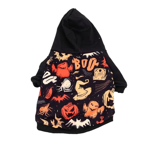 Halloween-Haustier-Kapuzenpullover, Einzigartiges Geister-Kürbis-Spinnen-Hunde-Sweatshirt, Weiche Winterbekleidung aus Polyester mit Handwerklicher Batik-Technik Mittelgroße von Sunisfa