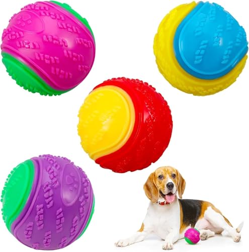 Sunjiyan Haustier-Trainingsball – Quietschender Hundeball – interaktives Hundespielzeug zum Spielen und Trainieren – Haustierzahnreinigung Kauspielzeug Ball – Beißbälle für große und mittelgroße Hunde von Sunjiyan