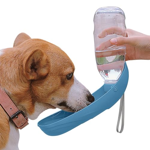 Hunde Trinkflasche 550ML Hunde Wasserflasche für Unterwegs Trinknapf für Katzen Leicht zu Tragen Faltbare Hundetrinkflasche für Outdoor-Aktivitäten - Blau von Sunknight