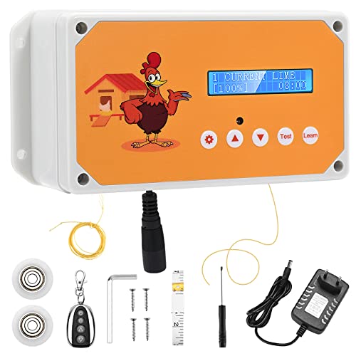 Elektrische Hühnerklappe, Sunowl Automatische Hühnerklappe mit Timer und Fernbedienung, Hühnerklappe Automatisch Batterie oder Netzbetrieb, Hühnertür Automatisch für Sichere Hühnerhaltung, Ohne Tür von Sunowl