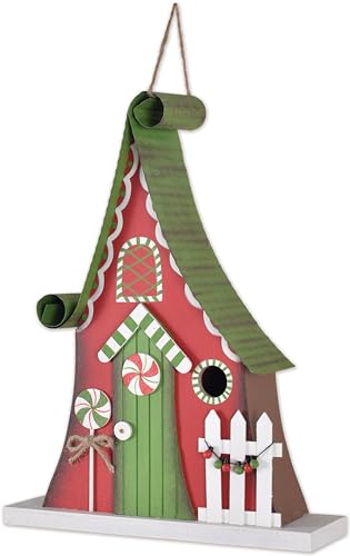 Sunset Vista Designs Holiday Vogelhaus zum Aufhängen, für Terrasse, Märchen, dekoratives Vogelhaus, 35,6 cm hoch, Rot von Sunset Vista Designs