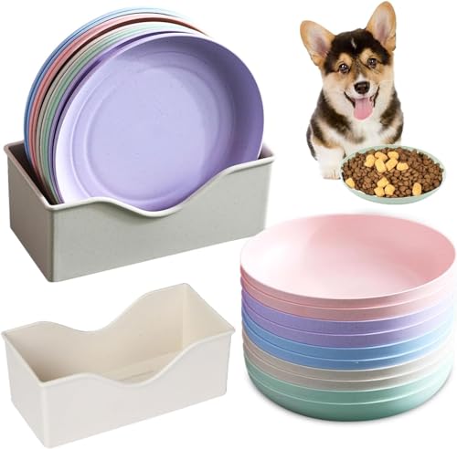 Sunshine Smile 10 Stück Katzennapf Flach, Katzenschüssel, Fressnapf Katze Futternapf, Rund, Bunt, Cat Plate für Kätzchen und kurzbeinige Katzen von Sunshine smile