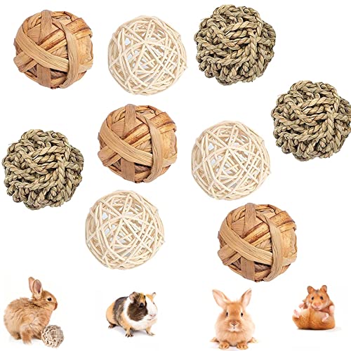 9PCS Kaubälle,Kleintiere Kauspielzeug,Kaninchen Spielzeug,Grasball,Weidenball Spielzeug für Kleintiere,Hasen Kauspielzeug,Rattan-Bälle Zahnpflege-Spielzeug,Grasspielzeug für Kaninchen Hamster von Sunshine smile