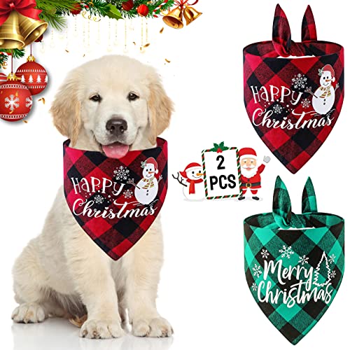 Haustier Bandanas 2 Stück, Dreieckstuch, Haustier Dreieck Lätzchen, Halstuch Einstellbare für Hunde Katze, Weihnachten Hund Bandanas, Weihnachten Haustier Halstuch Deko, Christmas Pet Bandana von Sunshine smile