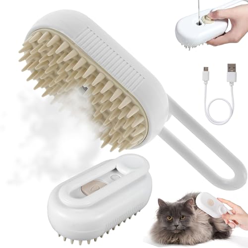 Katzenbürste mit Dampf,Steamy Cat Brush,Selbstreinigender Sprühkamm,Steamy Pet Brush Dog Cat,Katzen Hund Haustier Spray Kamm,Wasser DampfbüRste Katzenkamm,Dampfbürste für Katze und Hund von Sunshine smile