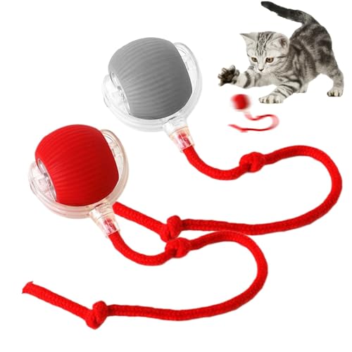 Rolling Ball,Interaktives Hundespielzeug Ball mit Schnur,Automatisch Rollender Ball für Kleine,Katzenspielzeug Elektrisch mit USB Aufladbar,Interactive Cat Toys Rolling Ball für Katzen Hunde von Sunshine smile