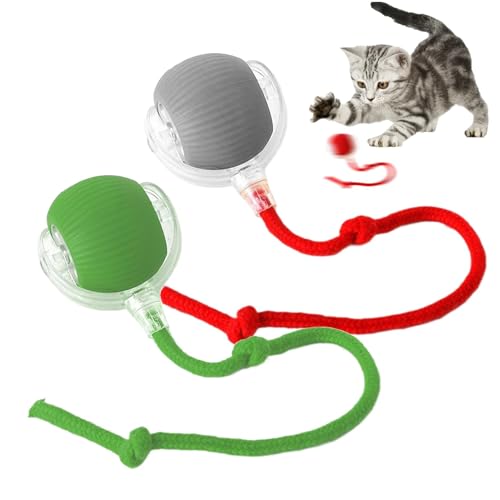 Rolling Ball,Interaktives Hundespielzeug Ball mit Schnur,Automatisch Rollender Ball für Kleine,Katzenspielzeug Elektrisch mit USB Aufladbar,Interactive Cat Toys Rolling Ball für Katzen Hunde von Sunshine smile