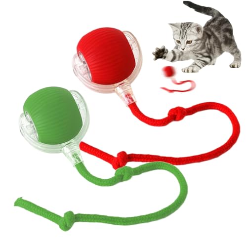 Rolling Ball,Interaktives Hundespielzeug Ball mit Schnur,Automatisch Rollender Ball für Kleine,Katzenspielzeug Elektrisch mit USB Aufladbar,Interactive Cat Toys Rolling Ball für Katzen Hunde von Sunshine smile