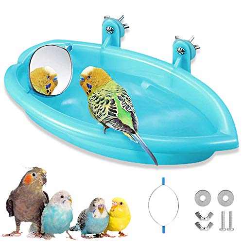 Sunshine smile Vogel Badewanne Mit Spiegel,Vogelkäfig Dusche Zubehör,Vogelspiegel-Badewanne,Badewanne für Vögel,Vogel Bad Badewanne Bad,Papagei Badewanne Vogelkäfig Zubehör von Sunshine smile