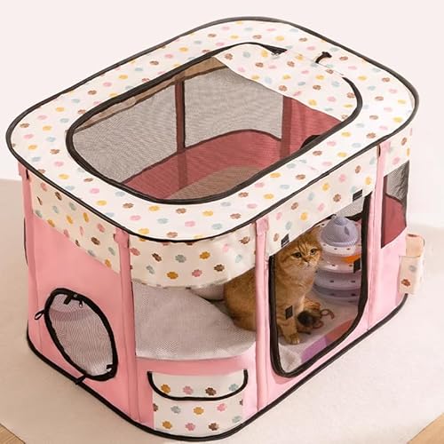 Sunyongfly Großes Katzenbett für Zuhause Katzenproduktionshaus Faltbares Haustierzelt mit großem Fassungsvermögen für drinnen/außen auf Reisen und beim Camping(80cm/31.4in) von Sunyongfly