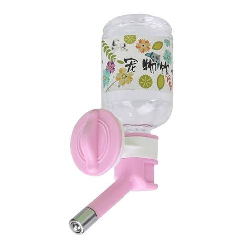 Tropffreie Hunde Wasserspender, Verstellbar Wasserflaschenständer für Hunde, Tropffreier Wasserspender für Haustier, Tragbare Trinkflasche für Igel, Kaninchen, Eichhörnchen, Rennmäuse, Rosa von Supatmul