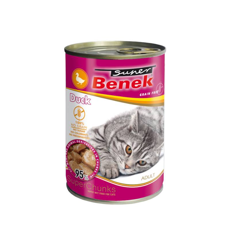 Sparpaket Super Benek Getreidefrei Chunks 20 x 415 g - Ente in Sauce von Super Benek