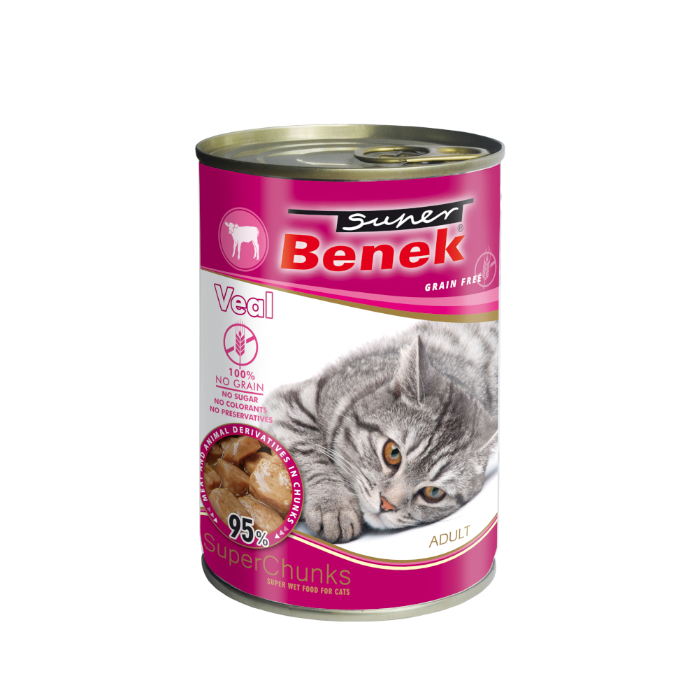 Sparpaket Super Benek Getreidefrei Chunks 20 x 415 g - Kalb in Sauce von Super Benek