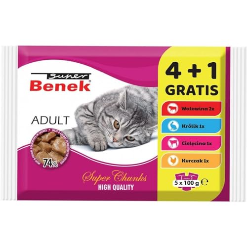 Super Benek Katzenfutter 5 x 100 g Huhn Rind Kaninchen von Super Benek