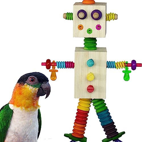 Super Bird Creations SB1183 Balsa Bot Vogelspielzeug – für mittelgroße Vögel, aus Balsaholz mit buntem Zubehör – Papageien, Ringhals, mittelgroße Conures – perfektes Kauspielzeug für Papageien – 12 x von Super Bird Creations