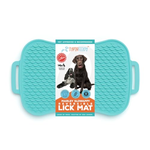 Super Feedy Marley Reversible Lick Mat Reversible Dog Lick Mat Leckmatte für Hunde Premium Lebensmittelqualität Silikon Slow Feeder Dog Feeding Mat Anti-Rutsch-Design Hundeleckerlimatte von Super Feedy