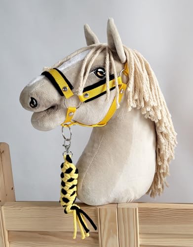 Seilhalteleine für Hobbypferd. Set ohne Pferd - schwarz-gelb. Hobby Horse. von Super Hobby Horse