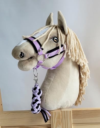 Seilhalteleine für Hobbypferd. Set ohne Pferd -schwarz-violett. Hobby Horse. von Super Hobby Horse