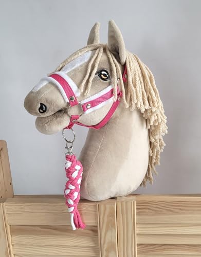 Seilhalteleine für Hobbypferd. Set ohne Pferd. weiß-dunkelrosa, Hobby Horse. von Super Hobby Horse