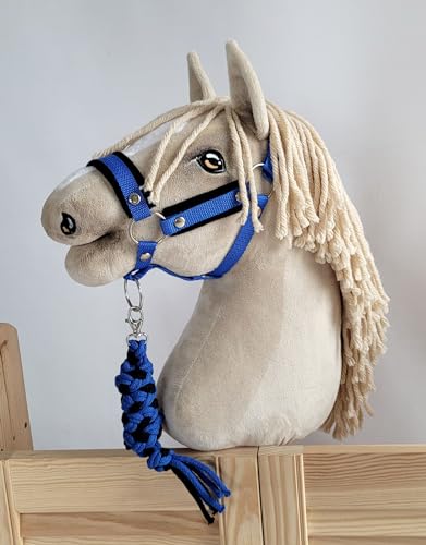 Seilhalteleine für Hobbypferd. Set ohne Pferd -schwarz-blau. Hobby Horse. von Super Hobby Horse