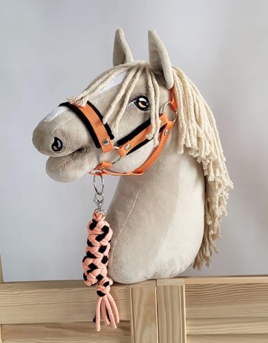 Seilhalteleine für Hobbypferd. Set ohne Pferd - schwarz-orange. Hobby Horse. von Super Hobby Horse