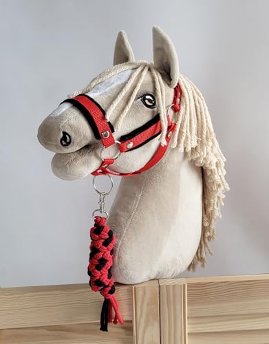 Seilhalteleine für Hobbypferd. Set ohne Pferd - schwarz-rot. Hobby Horse, von Super Hobby Horse