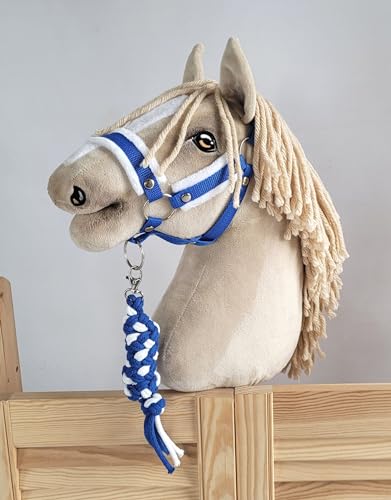 Seilhalteleine für Hobbypferd. Set ohne Pferd. Weiß-Blau von Super Hobby Horse