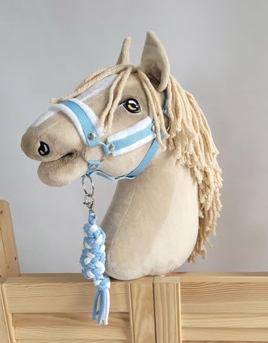Seilhalteleine für Hobbypferd. Set ohne Pferd. Weiß-Himmelblau, Hobby Horse. von Super Hobby Horse