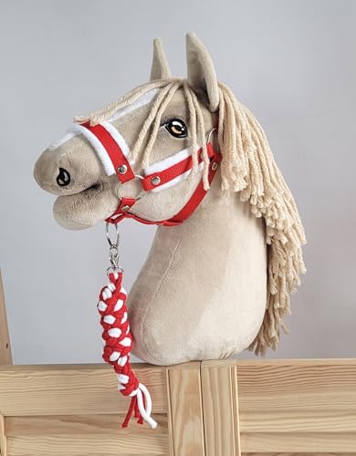 Seilhalteleine für Hobbypferd. Set ohne Pferd. Weiß-Rot, Hobby Horse. von Super Hobby Horse