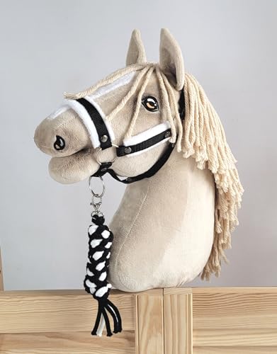 Seilhalteleine für Hobbypferd. Set ohne Pferd. Weiß-Schwarz, Hobby Horse. von Super Hobby Horse