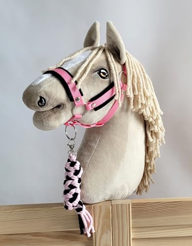 Seilhalteleine für Hobbypferd. Set ohne Pferd - Schwarz Pink. Hobby Horse. von Super Hobby Horse