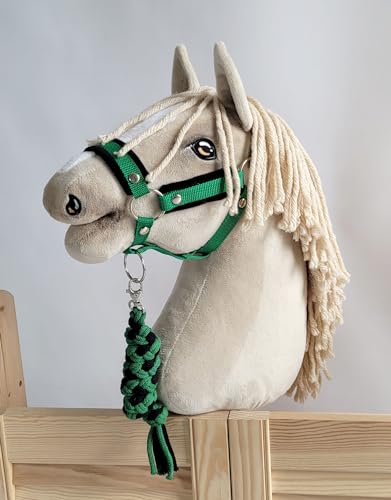 Seilhalteleine für Hobbypferd. Set ohne Pferd - schwarz-grün. Hobby Horse. von Super Hobby Horse