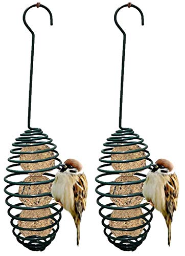 Super Idee 2 er Set Meisenknödelhalter zum aufhängen für Meisenknödel ohne Netz Spirale Vogelfutterstation Futterspender Futterhaus Futterhalter Vogelfutter Futterfeder Wildvögel Wildvögel von Super Idee