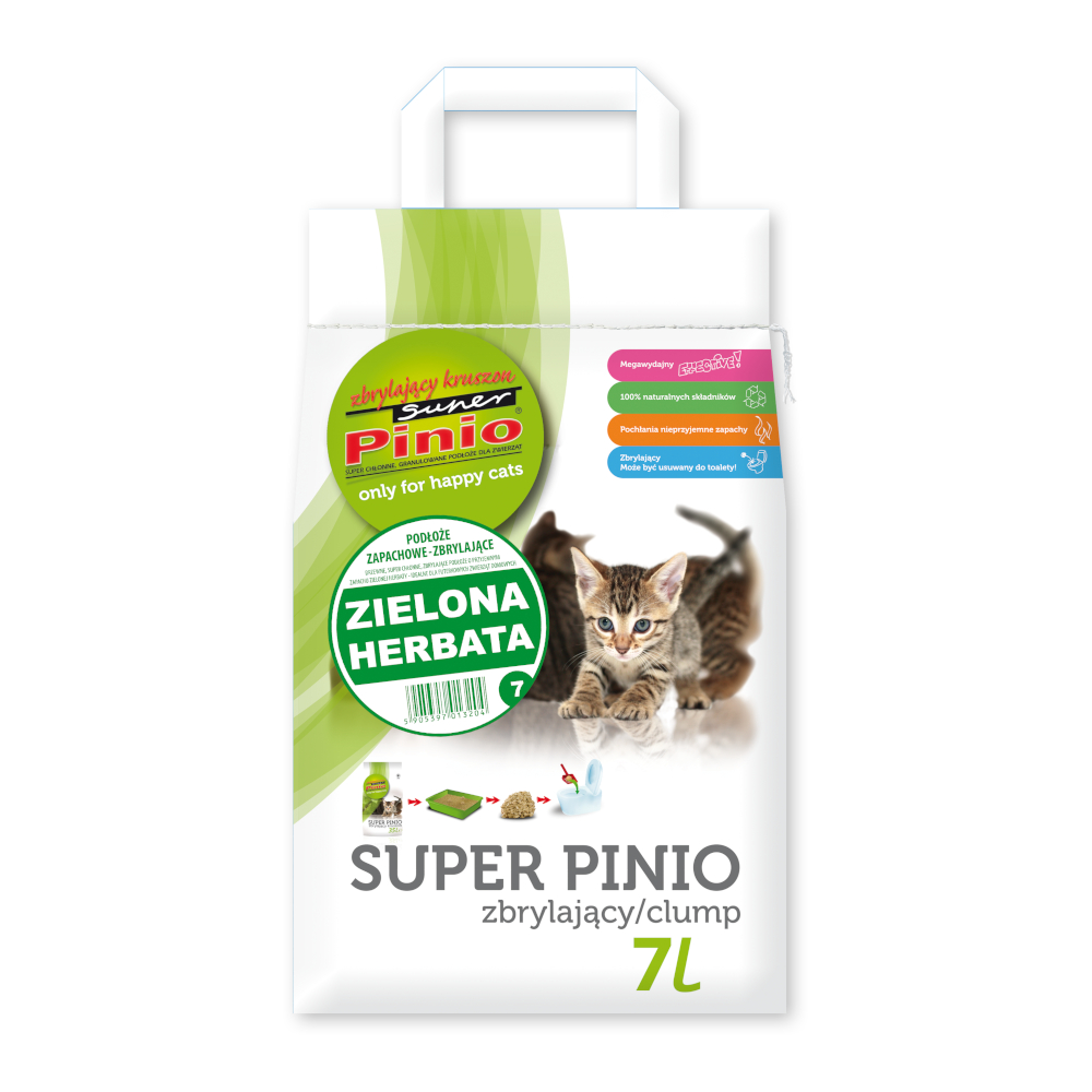 Super Pinio Katzenstreu Grüner Tee - 7 l (ca. 2,5 kg) von Super Pinio