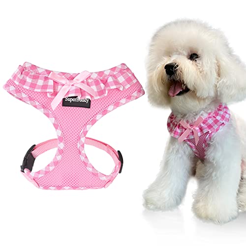 SuperBuddy Hundegeschirr, weiches Netzgewebe, super atmungsaktiv, leicht, für Welpen, Hunde, Spaziergänge im Freien, Rosa, Größe L von SuperBuddy