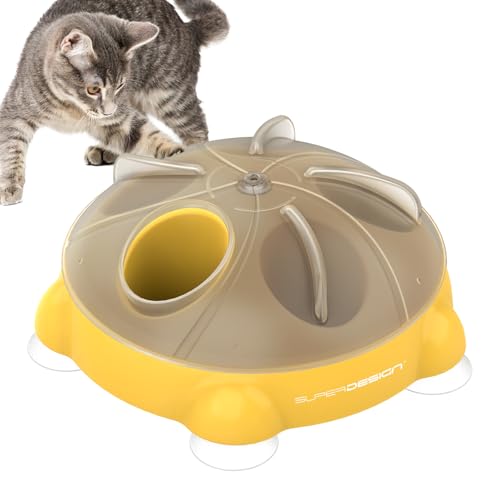 SUPERDESIGN Interaktives Katzenspielzeug, Katze Slow Feeder mit 360 Grad drehbarem Design, Katzen-Puzzle-Spielzeug Stimuliert den Instinkt der Katzen, rutschfeste Basis, Katzenpuzzle-Futterstation, von SuperDesign