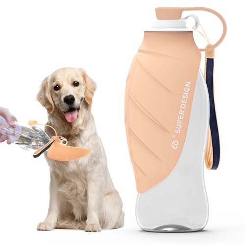 SUPERDESIGN Wasserflasche für Haustiere, faltbarer Laubspender/Tassen-Kombination – auslaufsichere Hydratation für Hunde, Wasserflasche, Katzen und kleine Haustiere, Farbe: Pink, L von SuperDesign