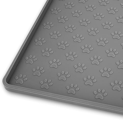 Silikon-Hundefuttermatte, 61 x 40,6 cm, wasserdichte Futtermatte mit erhöhtem Rand, für kleine Tiere, für Hunde und Katzen, um Verschütten von Futter und Wasser auf den Boden zu verhindern von Supercap