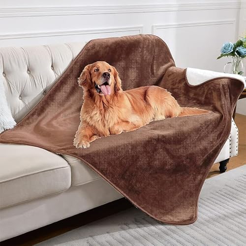 Supercap Große wasserdichte Hundedecken, Sherpa-Fleece-Welpendecke, 1 x weicher Plüsch, wendbarer Überwurf, Möbelschutz, 121,9 x 101,6 cm Decke, waschbar für Couch-Schutz, kleine Hunde – Katze von Supercap