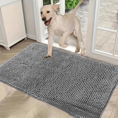 Supercap - Hunde-Fußmatte und Haustierteppich, super saugfähige Mikrofaser-Chenille-Hunde-Fußmatte, rutschfeste Gummi-Unterseite, waschbare Matte für Küche, Badezimmer, Schlafzimmer (45x70cm) von Supercap