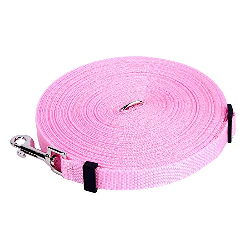 SuperglockT Verstellbar Hundeleine Übungsleine langlebig Geflochtene Nylon Schleppleine mit Handschlaufe Hundeführleine Laufleine für Kleine,mittelgroße Hunde (20-Meter, Rosa) von SuperglockT